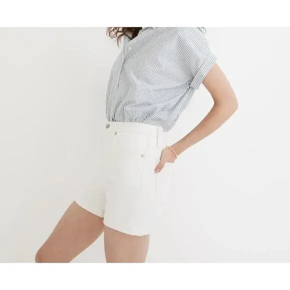 Madewell High-Rise Denim Shorts Tile White Stretch Women's 30 - Picture 1 of 11